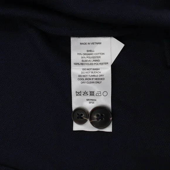 NWT Quince sport coat Mens medium Cotton Pique Knit Blazer Navy patch pockets